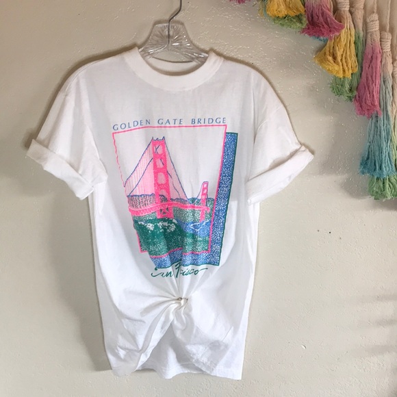 Vintage Tops - 🌸VTG San Fran Golden Gate Bridge neon tee